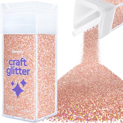 Hemway Craft Glitter Shaker 130g / 4.6oz Glitter for Arts, Crafts, Resin, Tumblers, Nails, Painting, Decoration, Festival, Cosmetic, Body - Ultrafine (1/128" 0.008" 0.2mm) - Rose Gold Holographic von Hemway