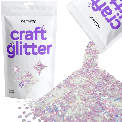 Hemway Craft Glitter - Super Chunky 1/8" 0,125" (3 mm) - Glitter für Kunsthandwerk Tumblers Papier Glasdekorationen Verschönern - 100g - Perlmutt von Hemway