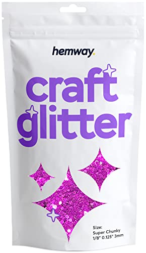 Hemway Craft Glitter - Super Chunky 1/8" 0,125" (3 mm) - Glitter für Kunsthandwerk Tumblers Papier Glasdekorationen Verschönern - 100g - Rose Pink von Hemway