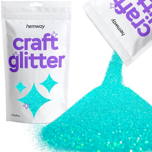 Hemway Craft Glitter Multi Purpose Flakes for Arts Crafts Tumblers Resin Epoxy Nails Wax Scrapbook Glass Schools Decorations - Fluorescent UV Neon Blue - Ultrafine (1/128" 0.008" 0.2mm) 100g / 3.5oz von Hemway