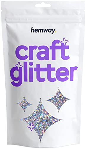 Hemway Craft Glitter - Ultrafine 1/128" .008" (0.2mm) - Glitter for Arts Crafts Tumblers Paper Glass Decorations DIY Projects - 100g (Silver Holographic Stars) von Hemway