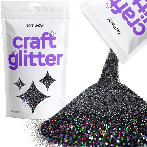 Hemway Schwarz Holographische Craft Glitter 100g 3,5 Unzen Ultrafein/Extra Fine 1/128" 0,008" 0.2MM für Kunsthandwerk Tumblers Papier Glasdekorationen Verschönern von Hemway