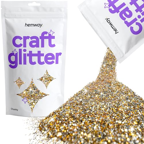 Hemway Craft Glitter 100g 3,5 Unzen Chunky 1/40" 0,025" 0.6MM (Gold, Silber) von Hemway