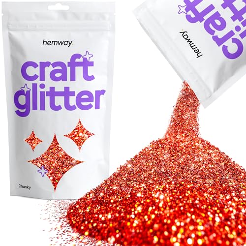 Hemway Craft Glitter 100g 3,5 Unzen Chunky 1/40" 0,025" 0.6MM (RED Holographic) von Hemway