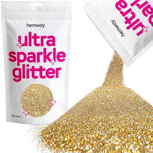 Hemway Erstklassiger Mehrzweck-Glitzerstaub/Puder 0,1 mm 100 Mikron Staub/Puder, 100 g, einzigartige Farben zur Verwendung bei Bastelarbeiten, Weinglas-Arrangements, Dekoration von Hochzeitstischen, für Geschenke, Karten, Blumen, Kosmetika, auf Gesicht, Augenlidern, Körper, Nägeln, Haut, Haar, Bärten, Glitzer, Silver + Gold, 1/256" .004" 0.1mm 100 microns von Hemway