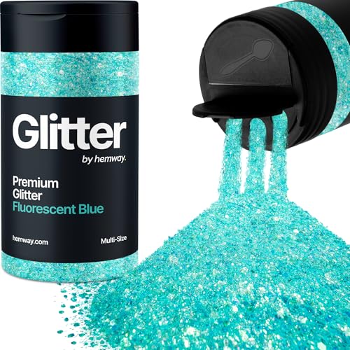 Hemway Fluoreszierendes Blau 5 Größe Glitzer Mischen 120g/4.2oz Fein Grob Metallisch Harz Handwerk Multi-Größe Glitzer Paillette Shaker für Epoxid, Haare Gesicht Körper Auge Nagel Kunst Festival von Hemway