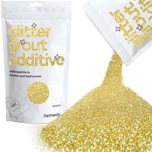 Hemway Glitter Grout Additiv (Ultrafein 1/128" 0,008" 0,2 mm) Grout Tile Additive Fliesen Bad Nassraum Küche - Sand Gold - 100g von Hemway