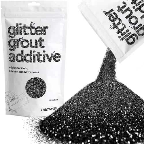 Hemway Glitter Grout Additiv (Ultrafein 1/128" 0,008" 0,2 mm) Grout Tile Additive Fliesen Bad Nassraum Küche - Schwarz - 100 g von Hemway