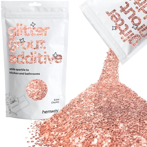 Hemway Glitter Paint Additive 100g / 3.5oz Crystals for Acrylic Emulsion Paint - Interior Wall, Furniture, Ceiling, Wood, Varnish, Matte - Extra Chunky (1/24" 0.040" 1mm) - Rose Gold von Hemway