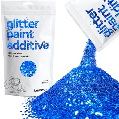 Hemway Glitter Paint Additive 100g / 3.5oz Crystals for Acrylic Emulsion Paint - Interior Wall, Furniture, Ceiling, Wood, Varnish, Matte - Extra Chunky (1/24" 0.040" 1mm) - Sapphire Blue von Hemway