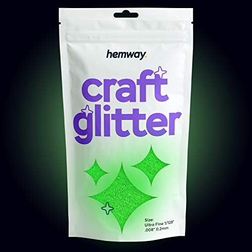 Hemway Glow in the Dark - Green - Glitter for Arts Crafts Tumblers Paper Glass Decorations DIY Projects - 1/128" 0.008" 0.2MM - 100g/3.4oz von Hemway