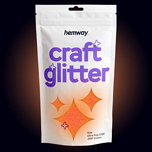Hemway Glow in the Dark - Rosa/Orange - Glitter für Kunsthandwerk Tumblers Papier Glasdekorationen DIY Projekte - 1/128" 0,008" 0.2MM - 100g von Hemway
