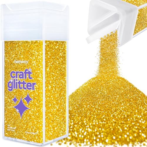 Hemway Craft Glitter Shaker 130g / 4.6oz Glitter for Arts, Crafts, Resin, Tumblers, Nails, Painting, Decoration, Festival, Cosmetic, Body - Ultrafine (1/128" 0.008" 0.2mm) - Gold von Hemway