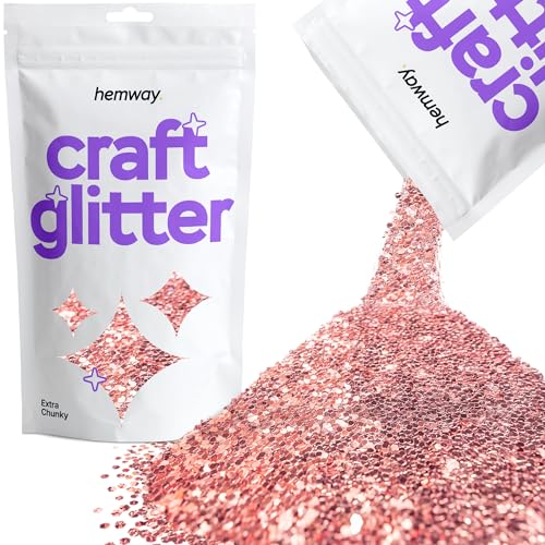 Hemway Licht Rose Gold Extra-Chunky Craft Glitter für Kunsthandwerk Tumblers Papier Glasdekorationen DIY Projekte - 1/24" 0,040" 1mm von Hemway