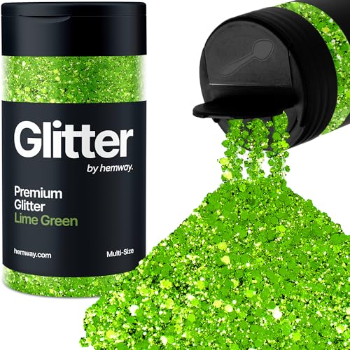 Hemway Limonengrün 5 Größe Glitzer Mischen 120g/4.2oz Fein Grob Metallisch Harz Handwerk Multi-Größe Glitzer Paillette Shaker für Epoxid, Haare Gesicht Körper Auge Nagel Kunst Festival Party von Hemway