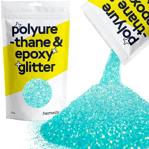 Hemway Polyeurethane & Epoxy Glitter - FINE 1/64" 0,015” (0,4 mm) - für Kunst und Gewerbe, No Bleed, Dekoration, Tumblers, Kunstwerk, Boden, Handwerk - 100g - Fluorescent Blau von Hemway