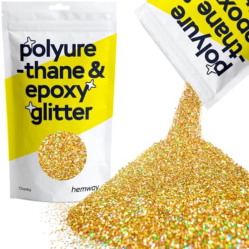 Hemway | Polyurethan und Epoxid-Glitter - CHUNKY - 1/40" 0,025" 0.6mm - Gold Holographic / 100 g von Hemway