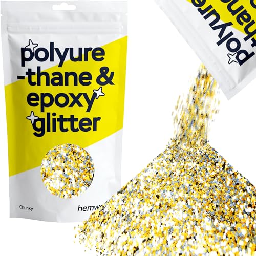 Hemway | Polyurethan und Epoxid-Glitter - CHUNKY - 1/40" 0,025" 0.6mm - Gold Silber / 100 g von Hemway