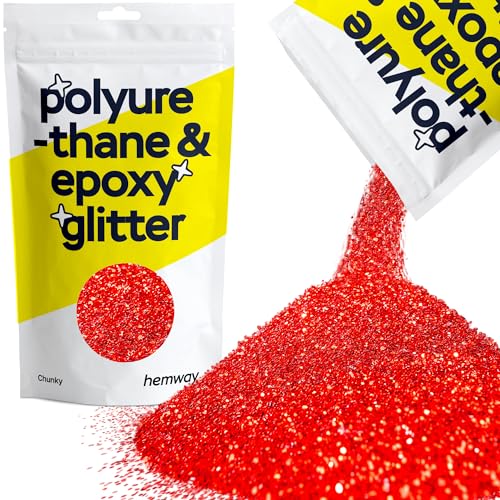 Hemway | Polyurethan und Epoxid-Glitter - CHUNKY - 1/40" 0,025" 0.6mm - Rot / 100g von Hemway