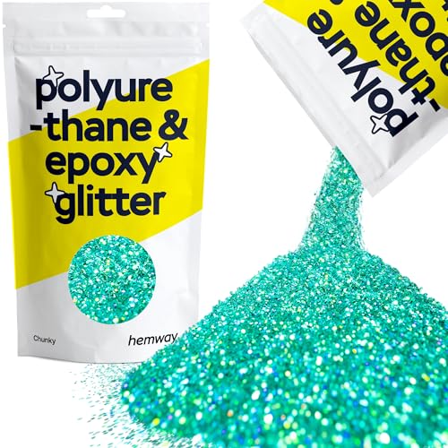 Hemway | Polyurethan und Epoxid-Glitter - CHUNKY - 1/40" 0,025" 0.6mm - Turquoise Holographic / 100 g von Hemway