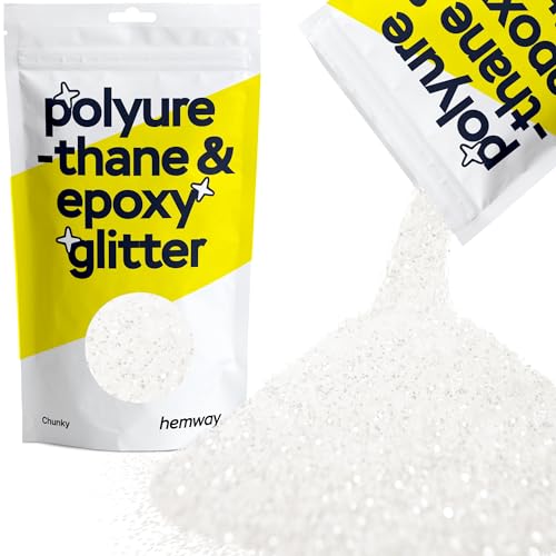 Hemway | Polyurethan und Epoxid-Glitter - Chunky - 1/40" 0,025" 0.6mm - Crystal Diamond White / 100 g von Hemway