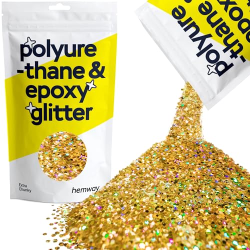Hemway | Polyurethan und Epoxid-Glitter - EXTRA CHUNKY - 1/24" 0,040" 1mm - Gold Holographic / 100 g von Hemway