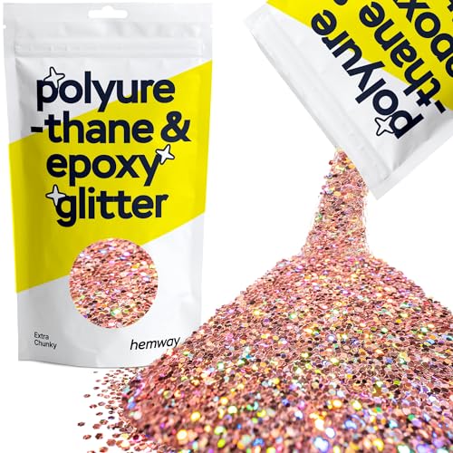 Hemway | Polyurethan und Epoxid-Glitter - EXTRA CHUNKY - 1/24" 0,040" 1mm - Rose Gold Holographic / 100 g von Hemway