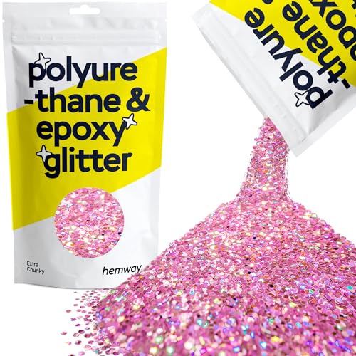Hemway | Polyurethan und Epoxid-Glitter - EXTRA CHUNKY - 1/24" 0,040" 1mm - Rose Pink Holographic / 100 g von Hemway