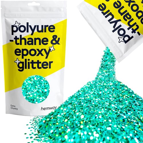 Hemway | Polyurethan und Epoxid-Glitter - EXTRA CHUNKY - 1/24" 0,040" 1mm - Turquoise Holographic / 100 g von Hemway