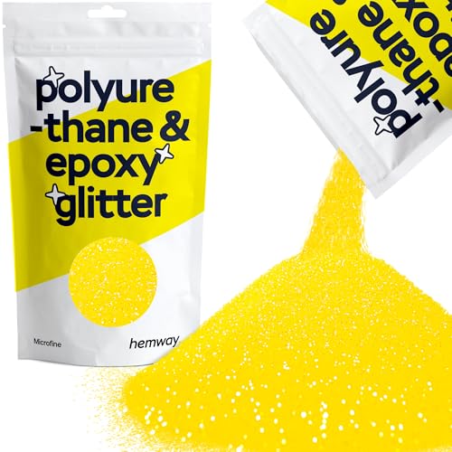 Hemway Polyurethan und Epoxid-Glitter - MICROFINE- - 1/256" 0,004" 0,1mm (gelb fluoreszierend) für Kunst und Gewerbe, No Bleed, Dekoration, Tumblers, Kunstwerk, Boden, Handwerk - 100g von Hemway