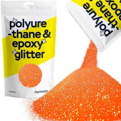 Hemway Polyurethan und Epoxid-Glitter - Ultrafein 1/128" 0,008” (0,2 mm) - für Kunst und Gewerbe, No Bleed, Dekoration, Tumblers, Kunstwerk, Boden, Handwerk - 100g - Fluorescent UV Peach von Hemway