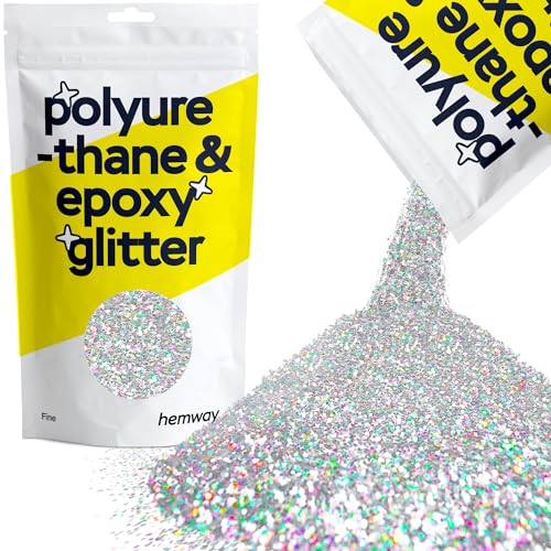 Hemway | Polyurethan und Epoxidharz Glitter - FINE - 1/64" 0,015" 0,4mm - Silber Holographic / 100 g von Hemway