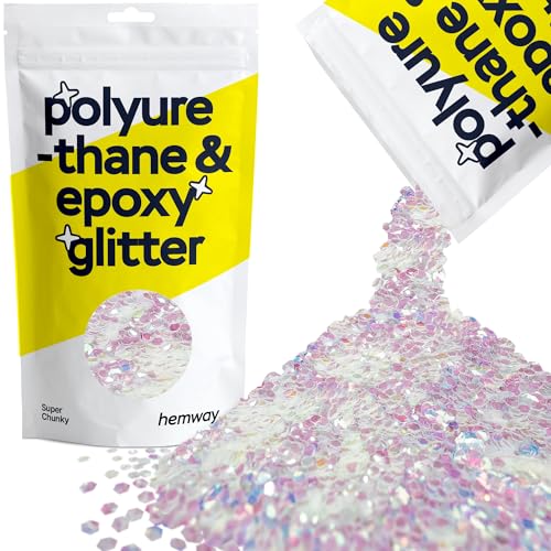 Hemway Polyurethan & Epoxidharz-Glitzer 100g / 3.5oz Metallischer Kristallflockenzusatz für Bodenbeläge, Schmuck, Becher, Glaspigment - Super Chunky (1/8" 0.125" 3mm) - Perlmutt Schillernd von Hemway