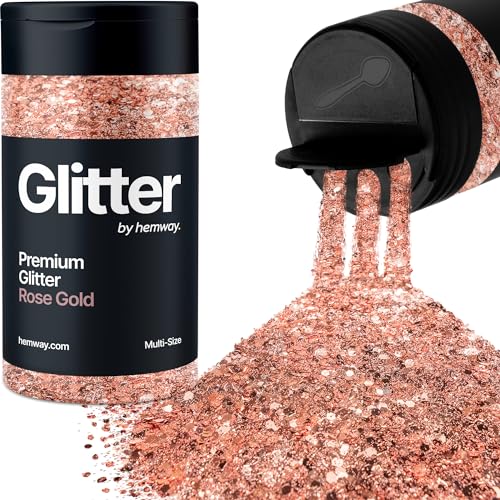 Hemway Roségold 5 Größe Glitzer Mischen 120g/4.2oz Fein Grob Metallisch Harz Handwerk Multi-Größe Glitzer Paillette Shaker für Epoxid, Haare Gesicht Körper Auge Nagel Kunst Festival Party von Hemway