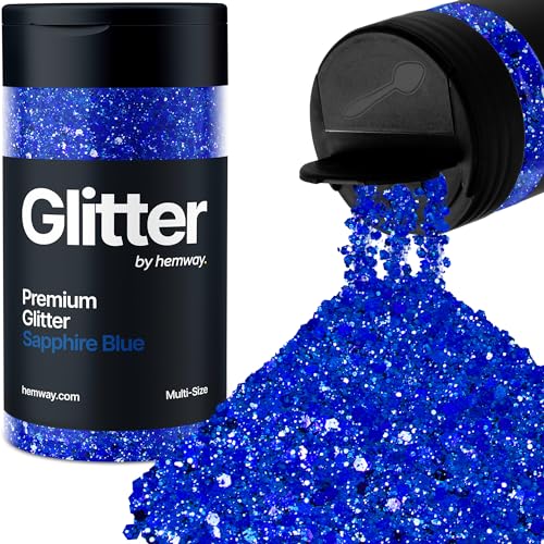 Hemway Saphirblau 5 Größe Glitzer Mischen 120g/4.2oz Fein Grob Metallisch Harz Handwerk Multi-Größe Glitzer Paillette Shaker für Epoxid, Haare Gesicht Körper Auge Nagel Kunst Festival Party von Hemway