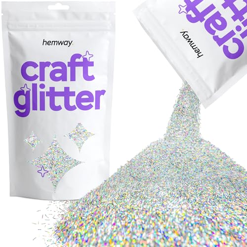 Hemway Silber Holographic Faserstrang Rechteck geformt Premium-Craft Glitter für Kunsthandwerk Tumblers Papier Glasdekorationen Verschönern - 100g / 3,5 Unzen von Hemway