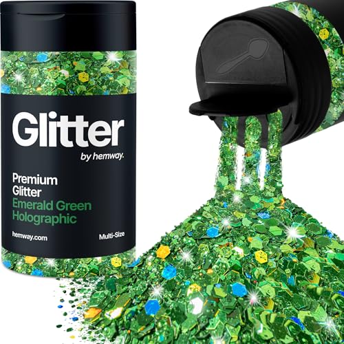 Hemway Smaragdgrün Holografisch 5 Größe Glitzer Mischen 120g/4.2oz Fein Grob Metallisch Harz Handwerk Multi-Größe Glitzer Paillette Shaker für Epoxid, Haare Gesicht Körper Auge Nagel Kunst Festival Hemway Smaragdgrün Holografisch 5 Größe Glitzer Mischen 120g/4.2oz Fein Grob Metallisch Harz Handwerk Multi-Größe Glitzer Paillette Shaker für Epoxid, Haare Gesicht Körper Auge Nagel Kunst Festival von Hemway
