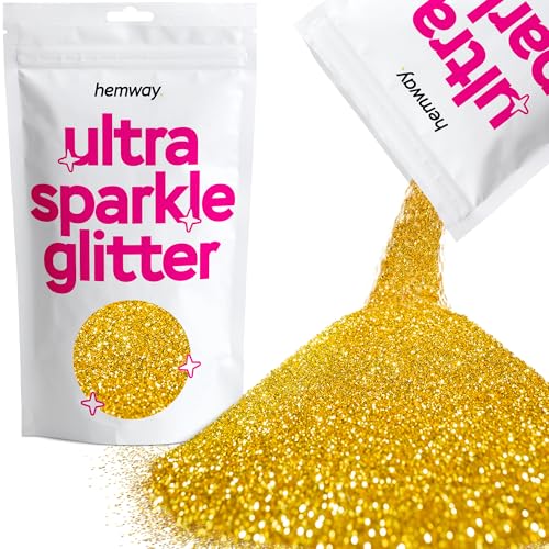 Hemway Ultra-Schein-Glitter Gold-100g / 0,35 Unzen Multi-Purpose-Epoxidharz-Kunsthandwerk Kosmetik Sicher Körperbehaarung Gesicht Nagel Hochzeit Kunst Schönheit Tumblers Blumen Puder-Staub-Premium- von Hemway