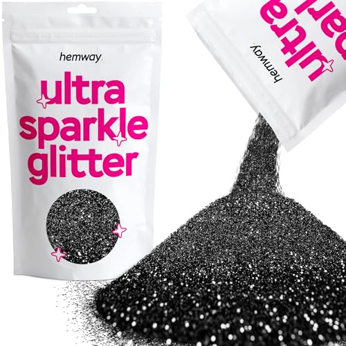 Hemway Ultra-Schein-Glitter Schwarz 100g / 0,35 Unzen Multi-Purpose-Epoxidharz-Kunsthandwerk Kosmetik Sicher Körperbehaarung Gesicht Nagel Hochzeit Kunst Schönheit Tumblers Blumen Puder-Staub-Premium- von Hemway