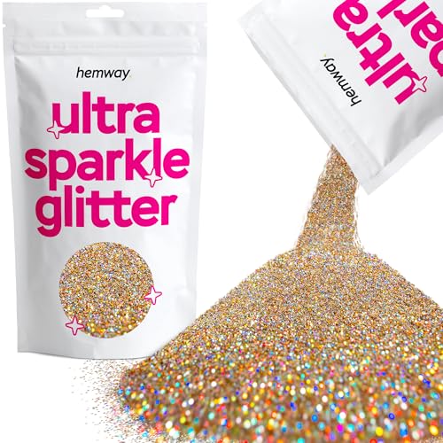 Hemway Ultra-Schein-Glitter Silber Gold Holographic 100g / 0,35 Unzen Multi-Purpose-Epoxidharz-Kunsthandwerk Kosmetik Sicher Körperbehaarung Gesicht Nagel Hochzeit Kunst-Schönheit Tumblers von Hemway