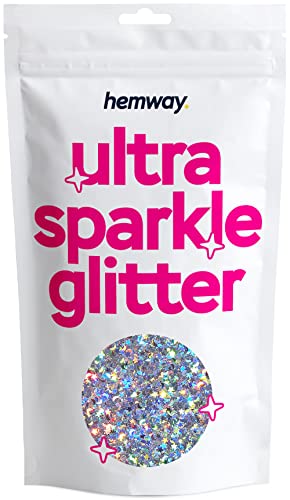 Hemway Ultra-Schein-Glitter Silber Holographic Stern 100g / 0,35 Unzen Multi-Purpose-Epoxidharz-Kunsthandwerk Kosmetik Sicher Körperbehaarung Gesicht Nagel Hochzeit Kunst Schönheit Tumblers Blumen von Hemway