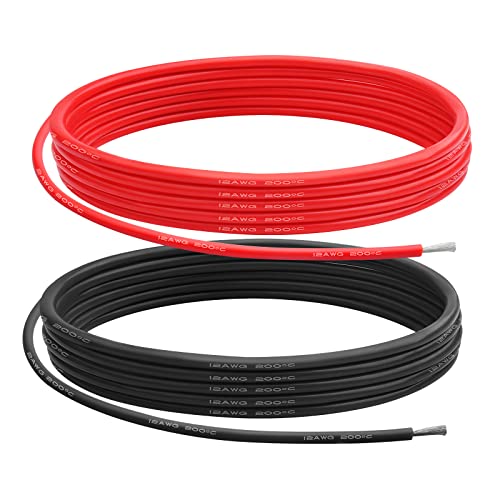 12AWG 3.4 mm² Silikon-Draht-elektrisches Kabel (2.5m rot + 2.5m schwarz) weiches 0.08mm verzinntes Kupfer-Kern-Hochtemperatur-beständiges Silikon-Kabel für Arduino-Projekte, RC-Autos, Boote von Henakmsl