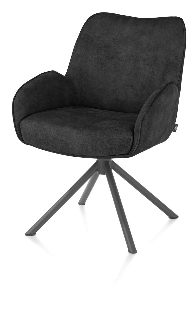 Henders & Hazel Armlehnstuhl RILEY ca. B62 H88 T65 cm in Mikroleder off black von Henders & Hazel