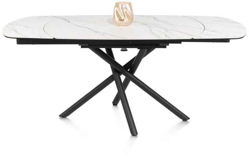 Henders & Hazel Ausziehtisch PRESTON ca. B90 H78 T120 cm in Keramik auf Glas weiß von Henders & Hazel