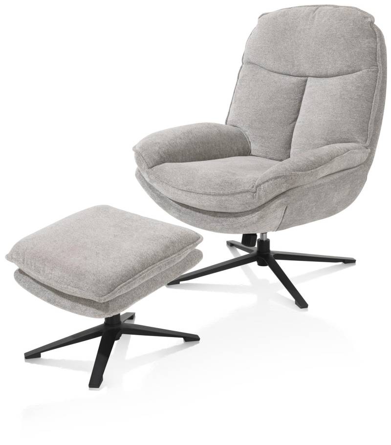 Henders & Hazel Sessel mit Hocker FLORENCE ca. B79 H100 T94 cm in Stoff Enzo kiesel von Henders & Hazel