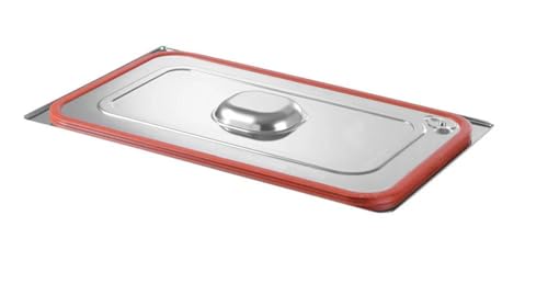 HENDI Gastronorm Deckel, für Gastronormbehälter, Temperaturbeständig von -40° bis 300°C, Silikonrand, Heissluftöfen-Chafing Dishes-Bain Marie, Stapelbar, GN 1/2, 265x325mm, Edelstahl 18/10 von HENDI