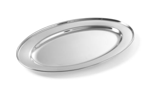 HENDI 404409 Serviertablett, Oval, Catering, Sandwichplatte, Tablett Edelstahl, 400x260mm, Edelstahl von HENDI