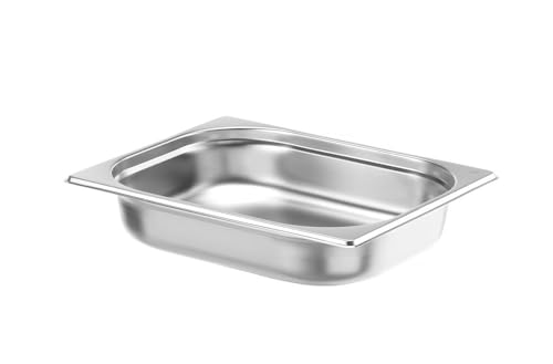 HENDI 800324 Gastronormbehälter, Temperaturbeständig von -40° bis 300°C, Heissluftöfen-Kühl- und Tiefkühlschränken-Chafing Dishes-Bain Marie, 4L, GN 1/2, 325x265x(H)65mm, Edelstahl von HENDI