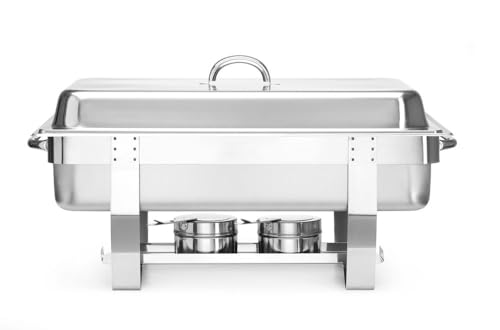 HENDI Chafing Dish, Set, 2 zusätzliche GN Behälter 1/2 65 mm tief, 3 zusätzliche GN Behälter 1/3 65 mm tief, Warmhaltebehälter, Speisewärmer, Behälter, 585x385x(H)315mm, Edelstahl 18/0 von HENDI