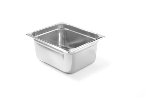 HENDI Gastronormbehälter, Temperaturbeständig von -40° bis 300°C, Heissluftöfen-Kühl- und Tiefkühlschränken-Chafing Dishes-Bain Marie, Stapelbar, 9,5L, GN 1/2, 325x265x(H)150mm, Edelstahl 18/10 von HENDI